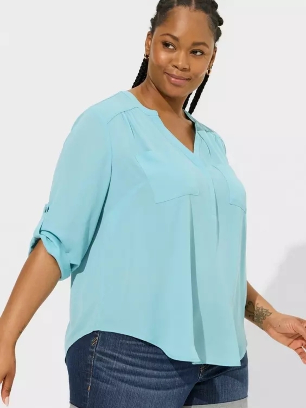 EUC Torrid Harper Georgette 3/4 Sleeve Blouse- Size 4x
